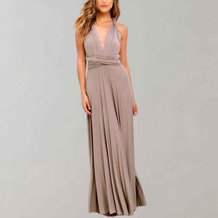Gorgeous women's Tia wrap maxi dress, elegant and versatile. Perfect women's apparel for special occasions.