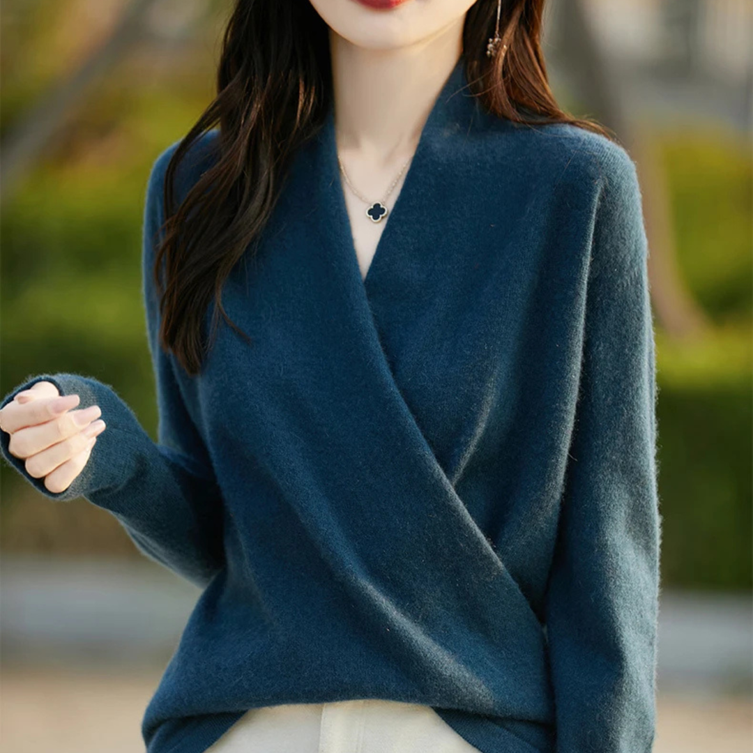 Stylish women's wrap top for effortless elegance and versatile comfort wear.