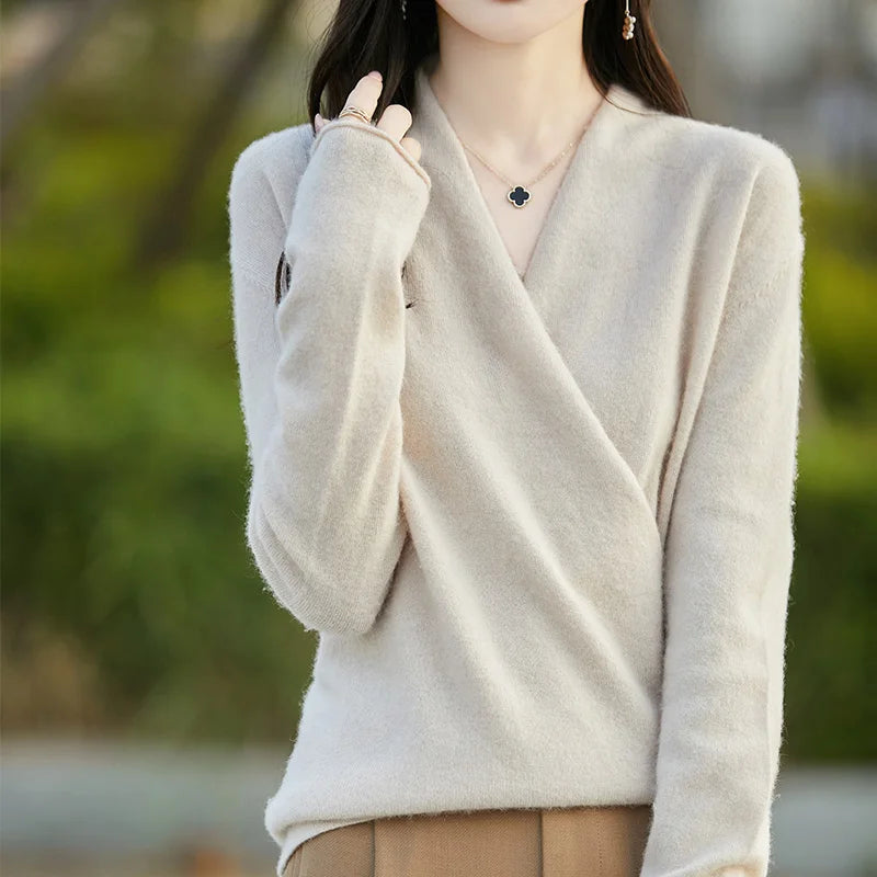 Versatile women's wrap sweater, designed for effortless style and ultimate comfort.