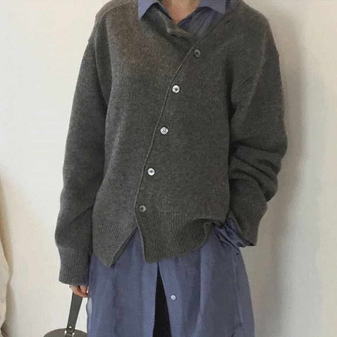 Fashionable women's elegant vest with unique button details and a flattering wrap design, comfortable apparel.