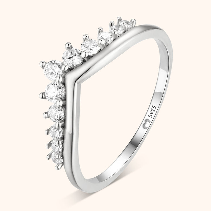 Dazzling women's zirconia crown ring, sterling silver with gold plating option. Elegant statement jewelry for her.