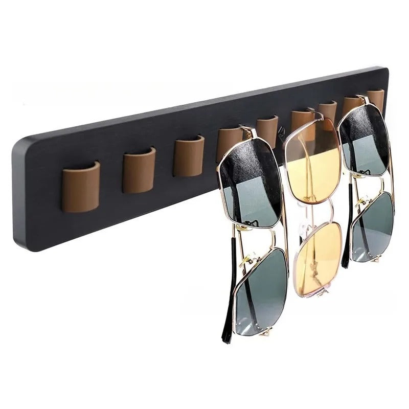 Keep your sunglasses and glasses neat with this wooden wall-mounted display organizer.