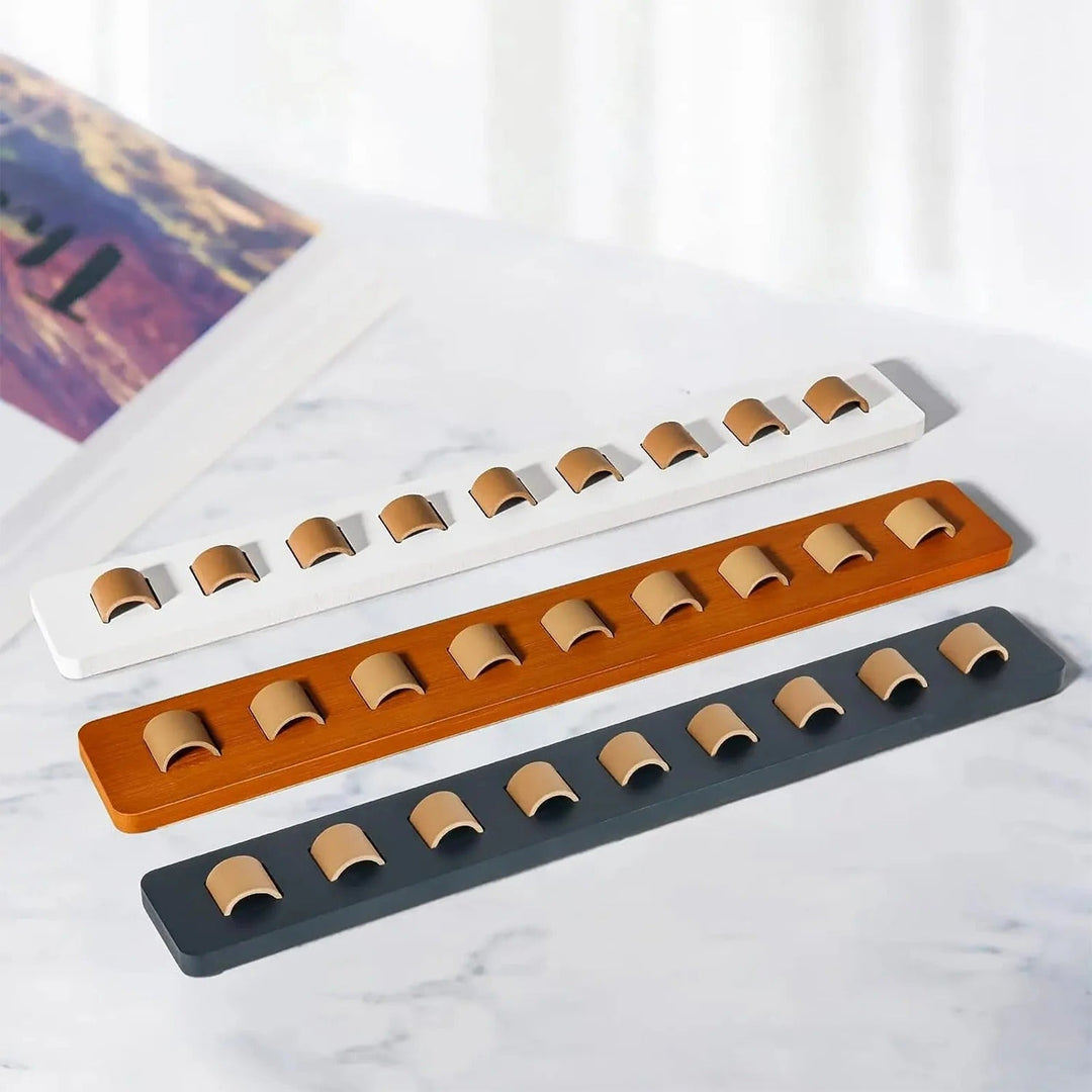 Decorative wooden glasses rack, wall-mounted organizer for spectacles & sunglasses.