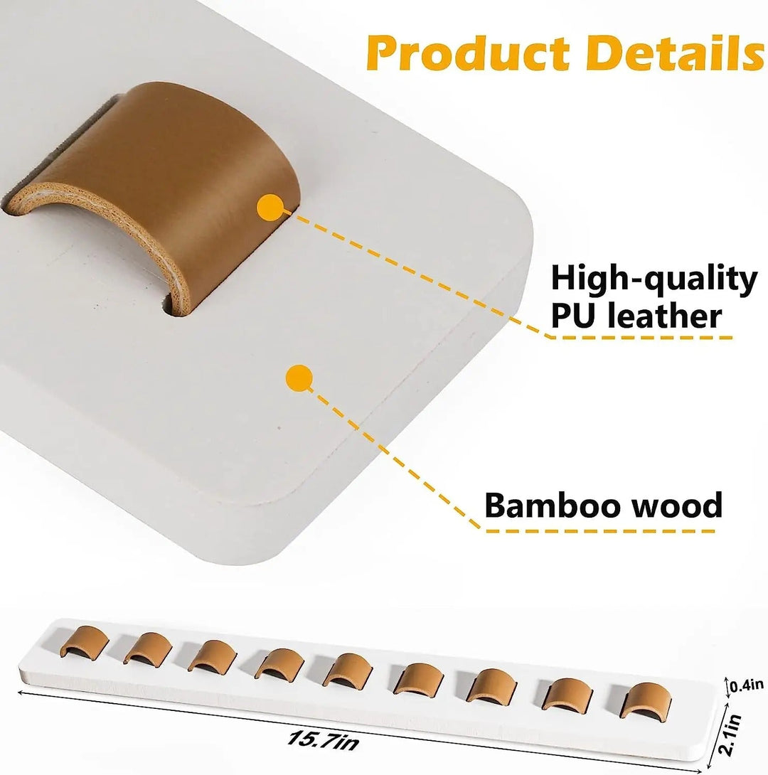 Natural wood wall mount display for multiple pairs of sunglasses, eyeglasses, & eyewear.