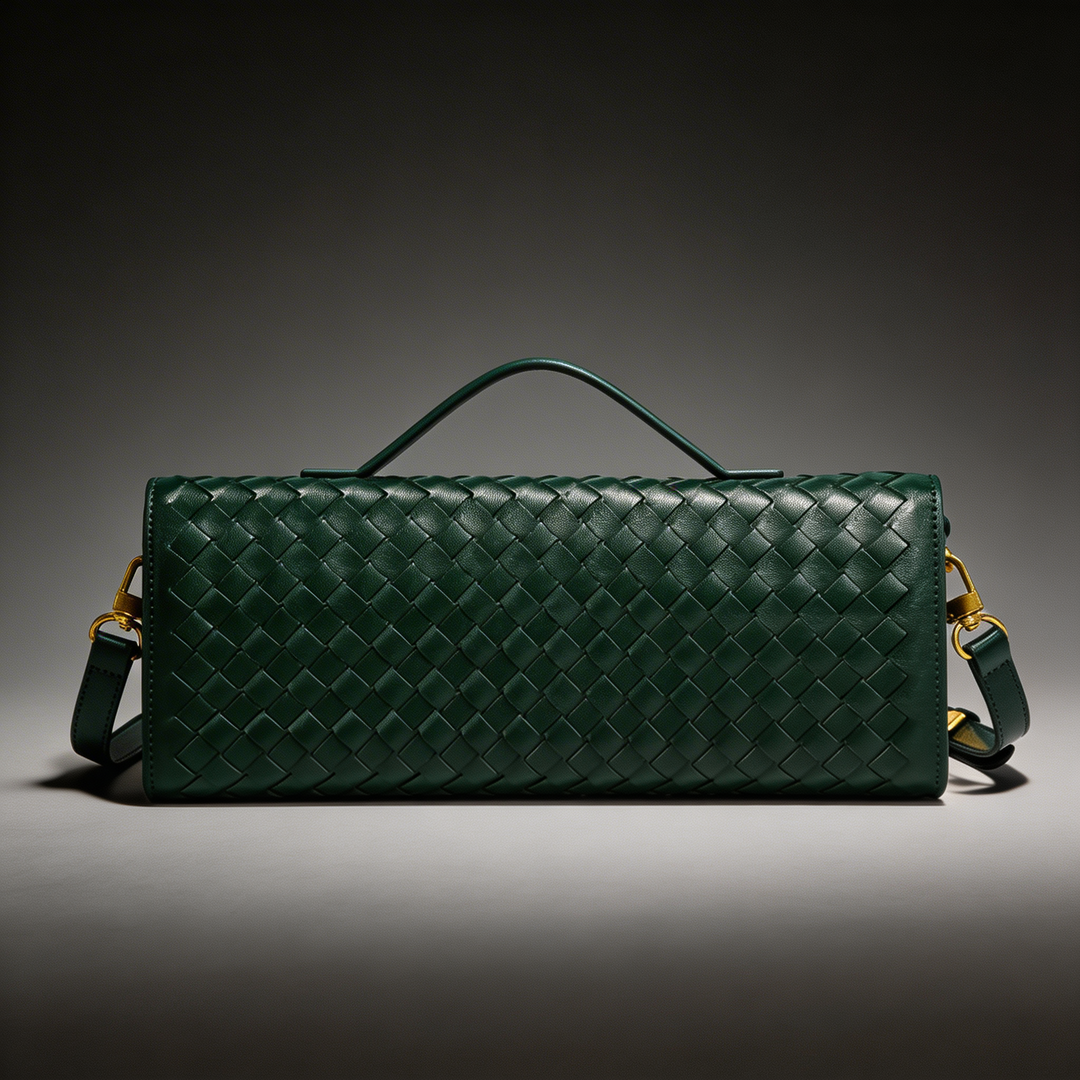 Handcrafted woven leather clutch purse for women, combining elegance & practicality.