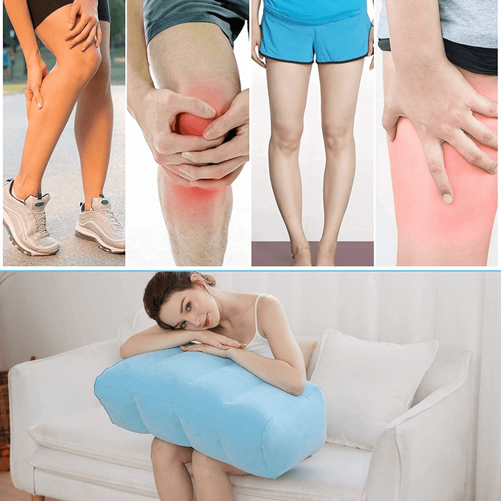 Inflatable ElevateRest leg elevation cushion, perfect for travel & portable leg support for swelling reduction.