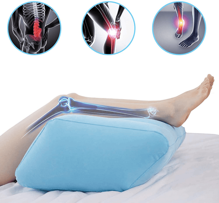 ElevateRest inflatable leg elevation cushion provides comfortable leg support, reduces pain, swelling & improves circulation.