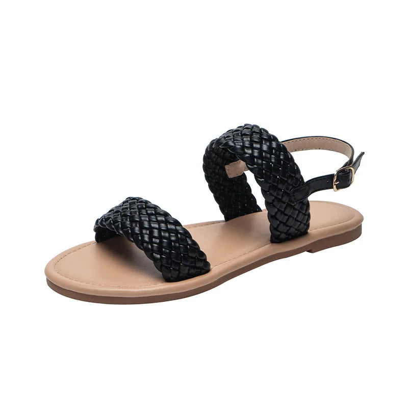 Women's Elina flat summer sandals, showcasing their elegant design and practical non-slip features.