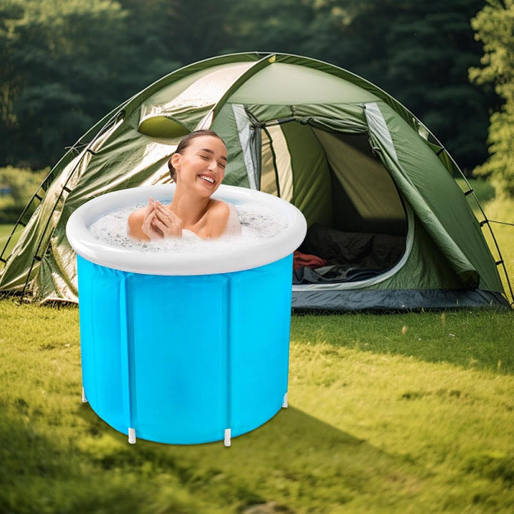 Foldable Eloria bathtub, ideal for relaxing outdoor baths and travel