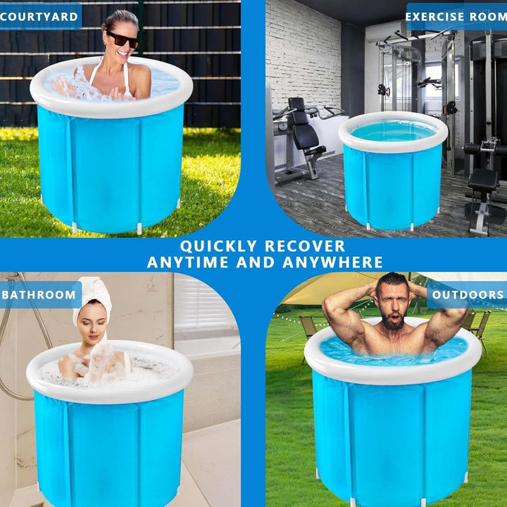 Eloria folding bathtub fully assembled, ready for a warm relaxing soak
