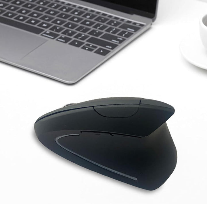 Elvion rechargeable vertical mouse with its USB-C charging cable, highlighted as a convenient tech accessory.