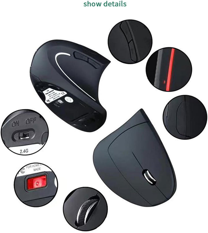 Elvion ergonomic vertical mouse, front view, detailing its contour for optimal wrist and arm alignment.