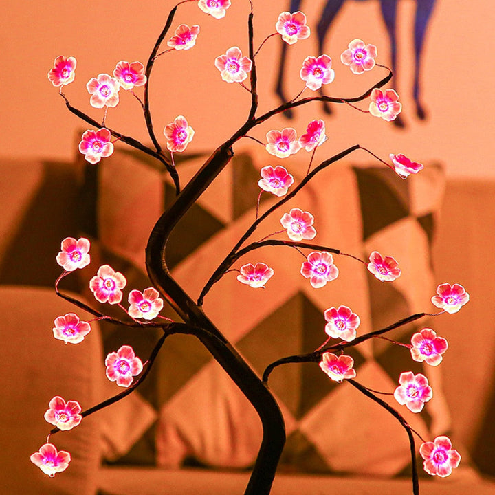 LED blossom tree lamp, 24-inch, featuring glowing plum flowers for magical mood lighting & elegant home accents