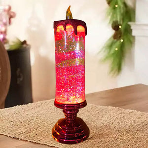 Magical TwinkleFlame LED glitter lights casting a warm glow, enhancing any Christmas holiday decor atmosphere.