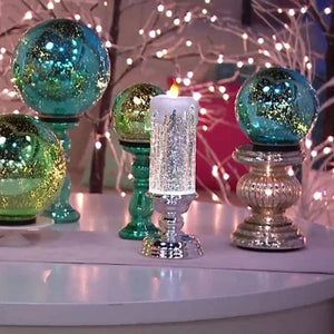 Coiled TwinkleFlame LED Christmas glitter lights, perfect for versatile festive holiday decor and ambiance.