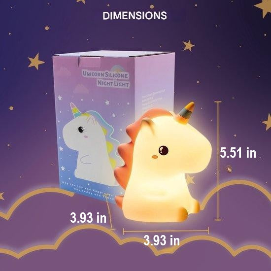 Rechargeable LED unicorn night light, a magical and comforting gift for kids' bedrooms or nursery decor.