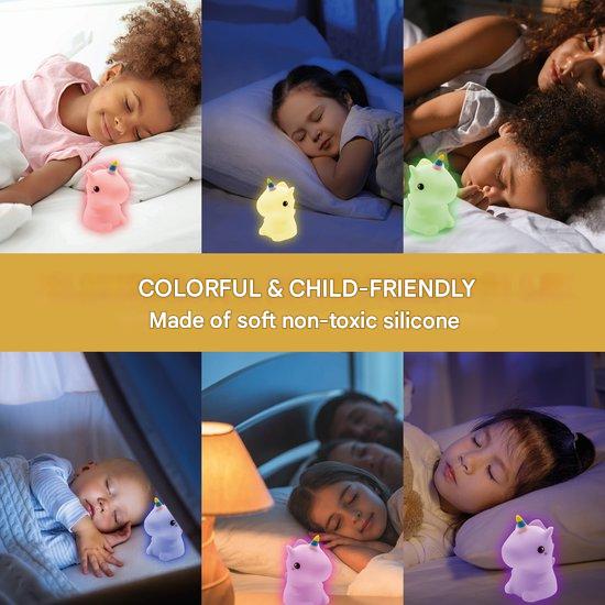 Unique unicorn night light, a magical rechargeable LED lamp and perfect comforting gift for any child's bedroom.