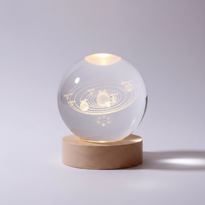 StarLight LED lamp, 3D engraved crystal globe, celestial night light, elegant home decor