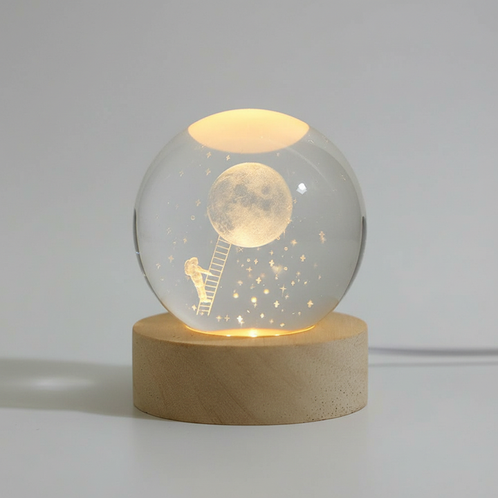 Home accent LED lamp, crystal globe with engraved stars, StarLight series, unique new gift