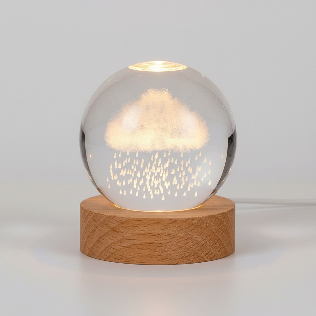 Engraved crystal sphere night light, celestial star design, LED, perfect for unique mood lighting