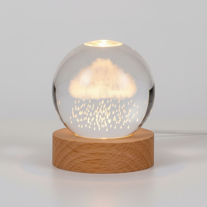 Engraved crystal sphere night light, celestial star design, LED, perfect for unique mood lighting