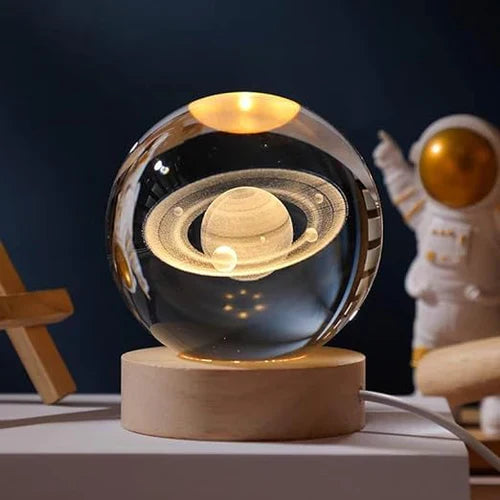 Engraved crystal sphere LED lamp, StarLight design, celestial decor night light for bedrooms