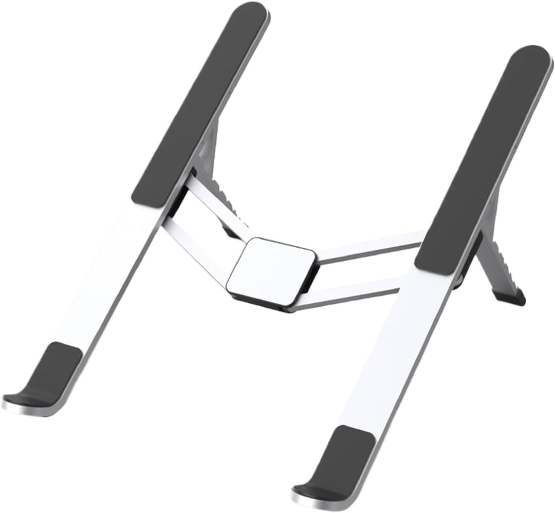 Ergonomic adjustable laptop stand, foldable aluminum, with cooling design for office & travel use