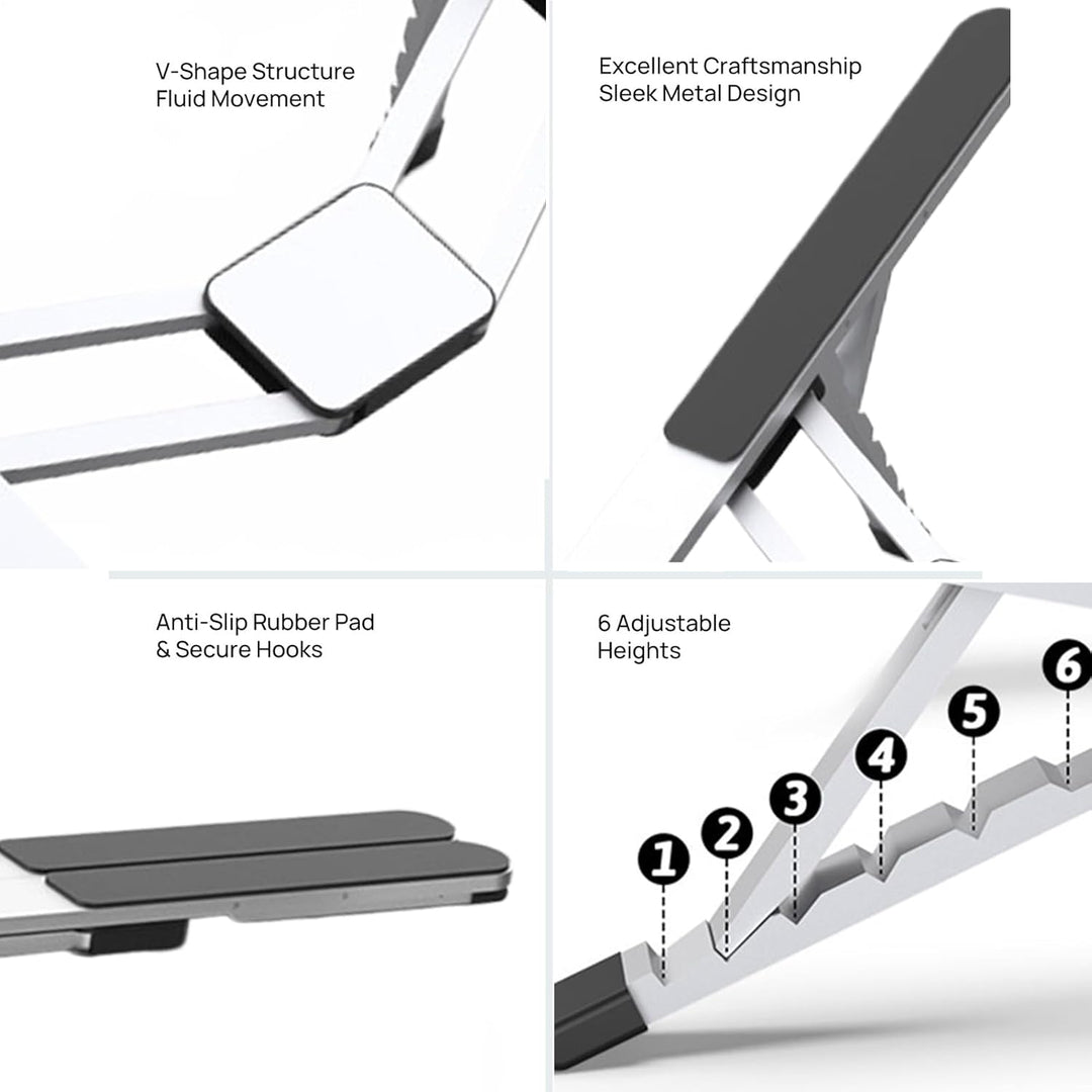 Ergonomic desktop organizer, adjustable laptop riser for comfortable typing and better screen view