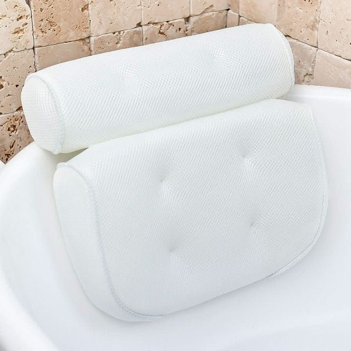 Deluxe ergonomic bath pillow provides essential neck & head support. Enhances comfort for a relaxing bath.