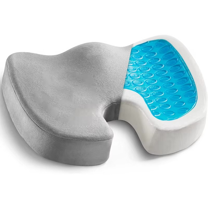 Soft gel memory foam seat cushion offers pressure relief & comfort for office chairs, car seats, & home use.