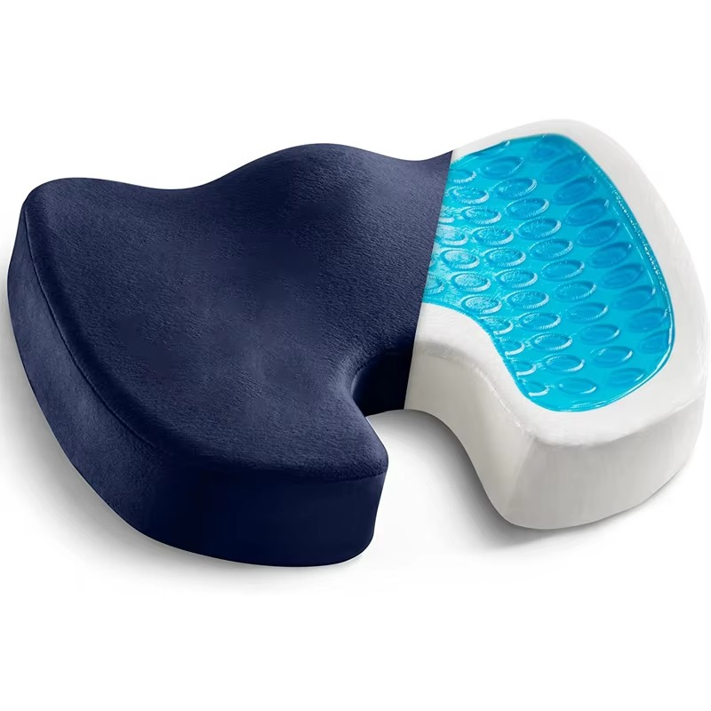 Office chair ergonomic gel memory foam cushion. Improves posture, offers back support & tailbone relief for work.