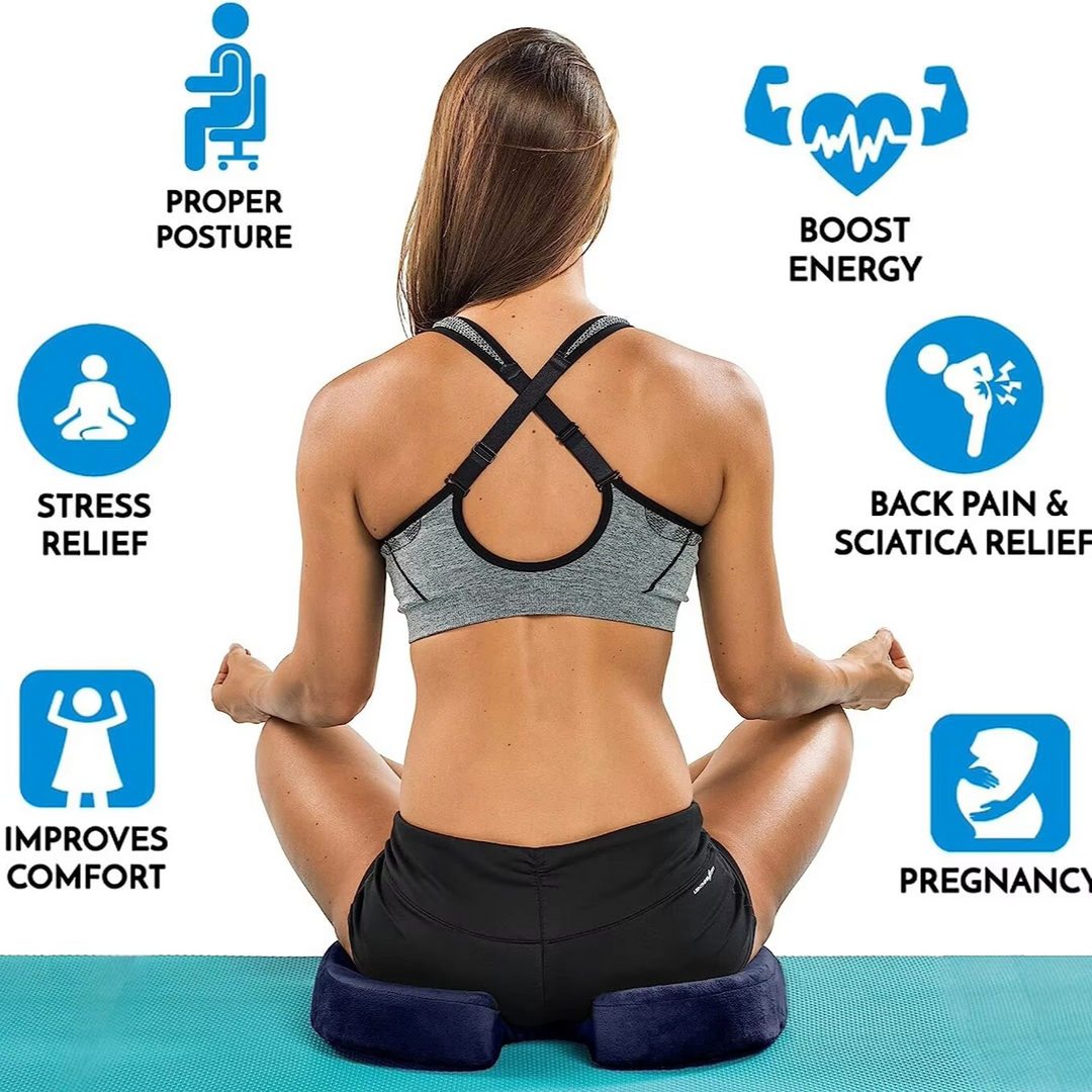 Versatile ergonomic gel memory foam seat cushion for office, car, & home. Enhances comfort & corrects posture.
