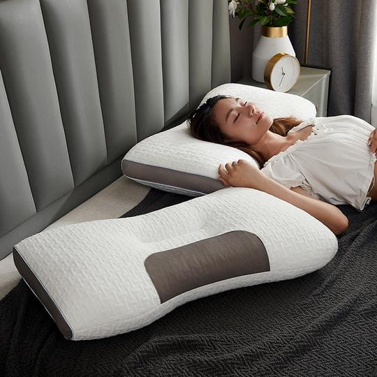 Ergonomic hybrid pillow for back & side sleepers, offering neck & shoulder support for pain relief.