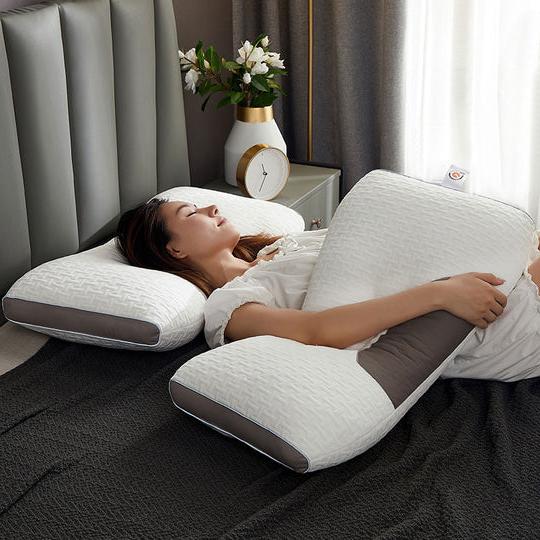 Pain-relieving hybrid pillow for back & side sleepers, enhancing sleep health with ergonomic neck support.