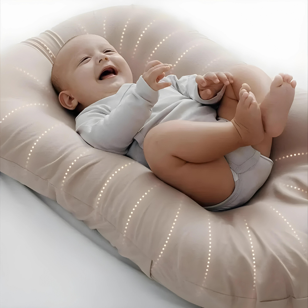 Ergonomic infant baby pillow for head support, healthy sleep, & flat head prevention. Soft, hypoallergenic newborn comfort.