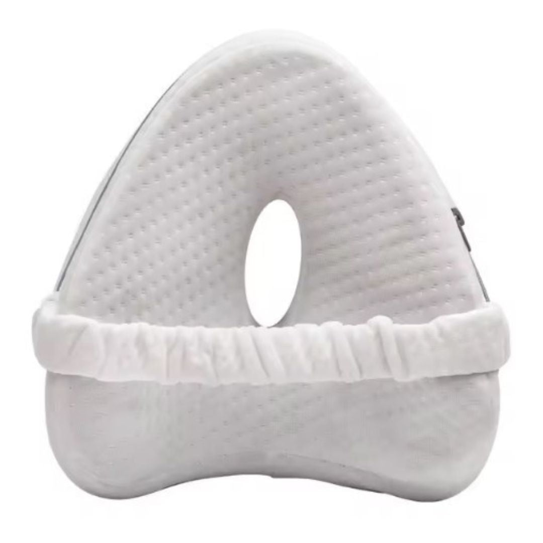 Versatile memory foam leg rest. Supports hips, knees & joints for back pain relief, comfort & improved sleep quality.