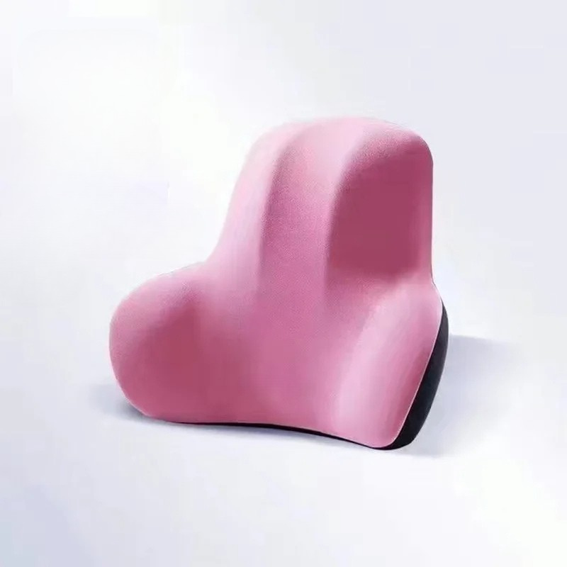 Soft memory foam back pillow offering ergonomic lumbar support, ideal for long sitting hours.