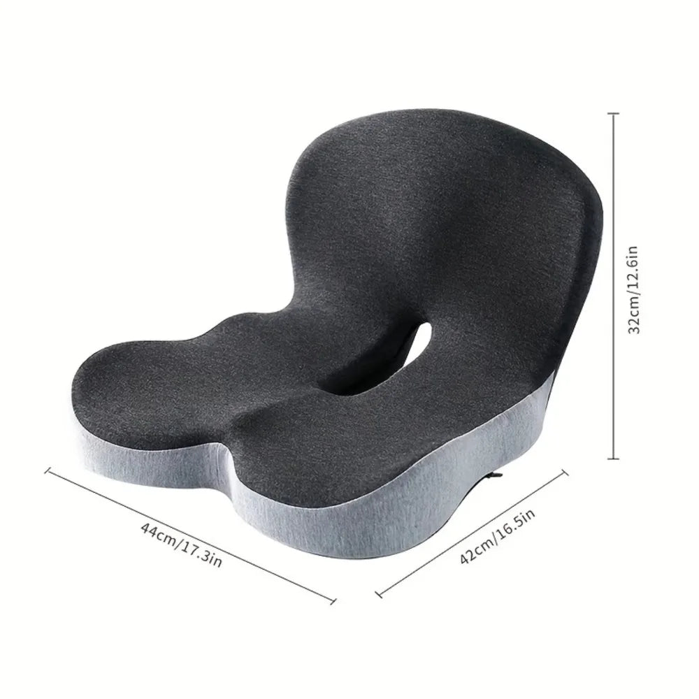 Comfortable memory foam lumbar support cushion, an ergonomic posture corrector for long hours at desk or driving.