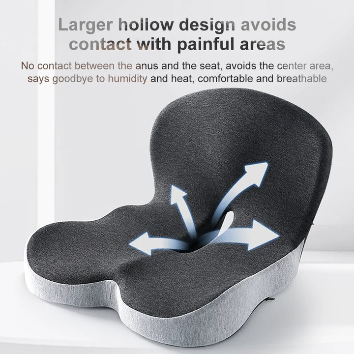Premium memory foam lumbar support cushion, designed for ergonomic comfort & posture correction in any seat.