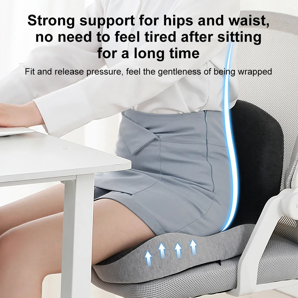 Enhance your sitting comfort with an ergonomic memory foam lumbar support cushion, great for back pain & posture.