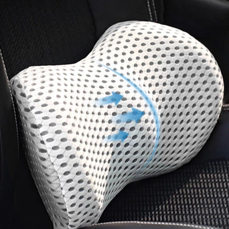 Posture corrector lumbar support cushion. Ergonomic design for spinal health in car, office, or home use. Pain relief.