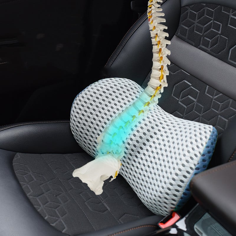 Premium orthopedic back support cushion. Ergonomic, universal fit for car, office chair. Posture corrector, pain relief.