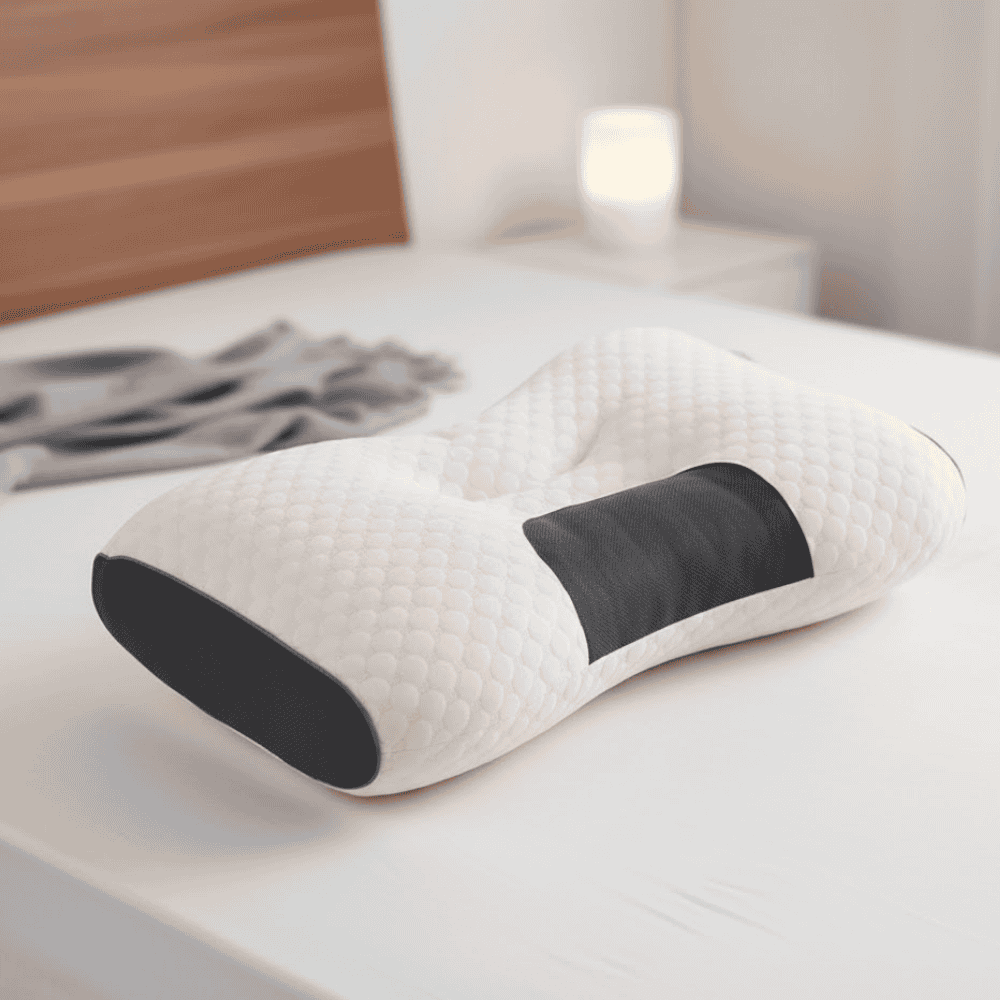 Ergonomic orthopedic memory foam pillow for neck & back support, designed for comfortable sleep and pain relief.