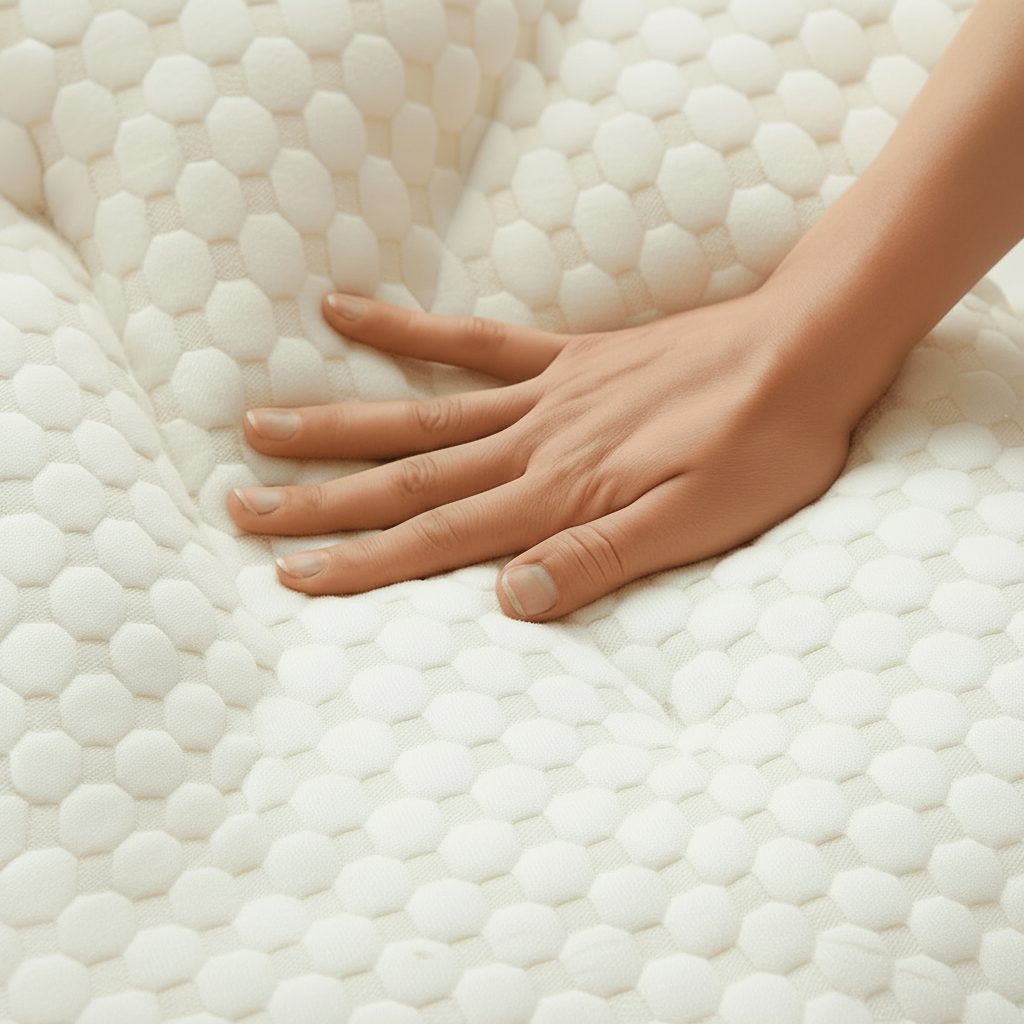 Orthopedic sleep aid pillow with memory foam for neck & back pain relief, promoting healthy posture & wellness.