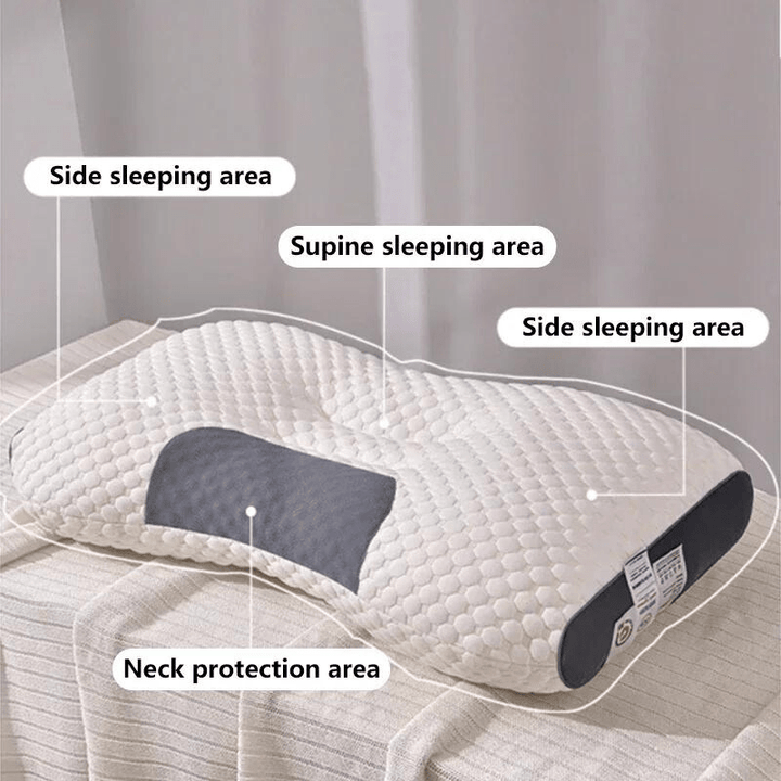 Comfort-focused orthopedic pillow for neck & back support, improving sleep quality, posture, & providing pain relief.