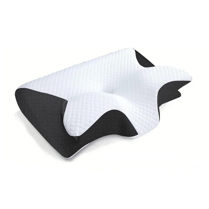 Ergonomic orthopedic memory foam pillow for neck pain relief & sleep comfort.