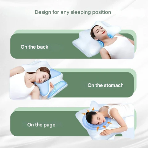 Sleep aid: ergonomic memory foam orthopedic pillow for neck & back pain relief.