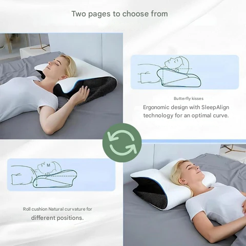 DreamAlign orthopedic memory foam pillow, ergonomic contour for superior neck pain relief.