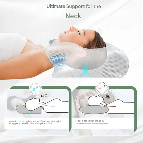 Washable cover memory foam orthopedic pillow, ergonomic design for optimal neck support.