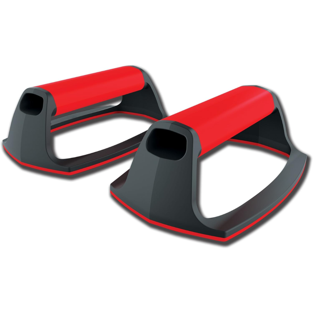 Ergonomic portable push-up stands, perfect for home gym strength training and muscle building workouts.